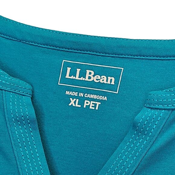 L.L. Bean 3/4 Sleeve Splitneck Cotton Teal Blue Tunic Tee XL - Picture 7 of 7
